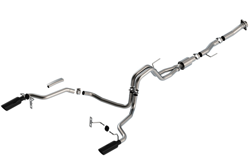 Borla F-150 2021-2025 5.0L V8 ATAK Cat-Back Exhaust System with Black Chrome Tips (Part #140869BC)