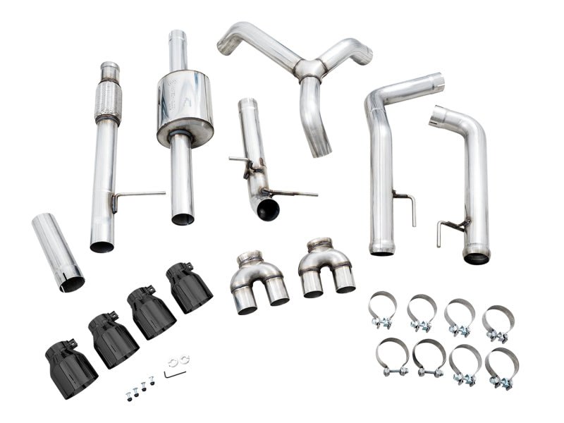 AWE Tuning 4th Gen GM 1500 5.3L 0FG Cat-Back Split Rear Exit Exhaust with Quad Diamond Black Tips
