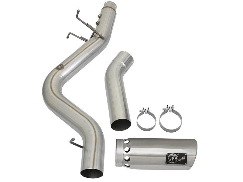 aFe Large Bore HD 5-inch 409 Stainless Steel DPF-Back Exhaust System with Polished Tip for 2017 GM Duramax V8-6.6L (L5P)
