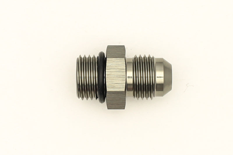 DeatschWerks 6AN ORB Male to 6AN Male Flare Adapter with O-Ring - Anodized Titanium