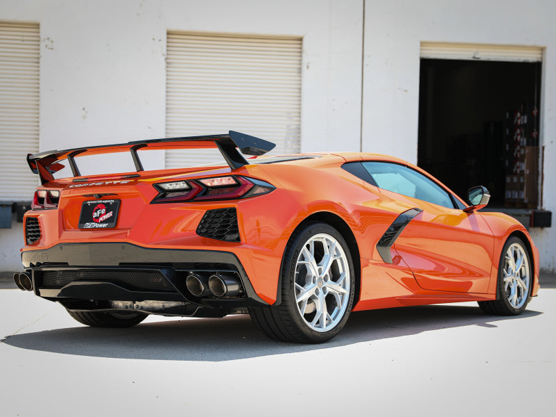 aFe MACH Force-Xp 3 Inch to 2-1/2 Inch Stainless Steel Cat-Back Exhaust System with Carbon Fiber Tips for Chevrolet Corvette C8 (2020-2026)