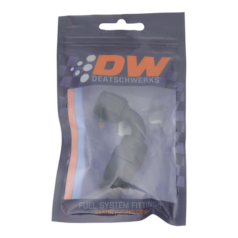 DeatschWerks 6AN Female Swivel 90-Degree Hose End PTFE with Olive Insert - Anodized Matte Black