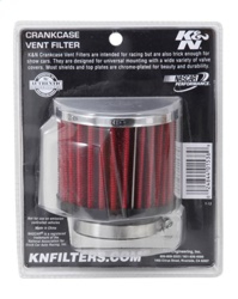 K&N Engineering 62-1480 Chrome Finish Rubber Base Crankcase Vent Filter - 1.75 Inch Flange ID