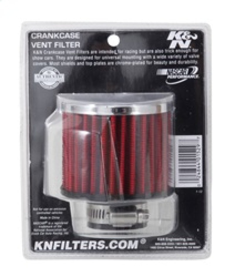 K&N Engineering 62-1390 Crankcase Vent Filter with Chrome Top and Reusable Synthetic Media