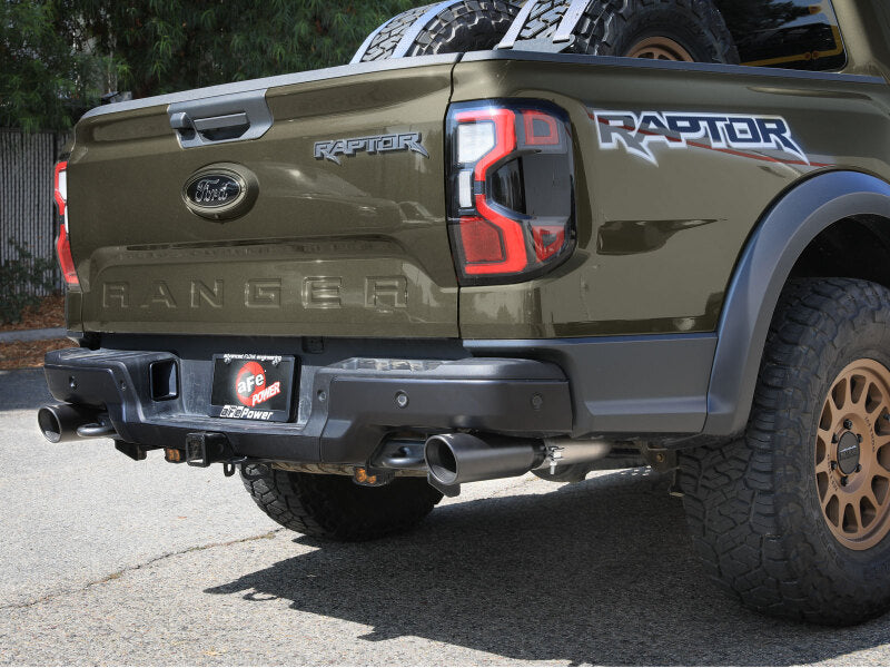 aFe Vulcan Series 3-Inch Stainless Steel Cat-Back Exhaust System with Black Tips for Ford Ranger Raptor 24-26 V6-3.0L