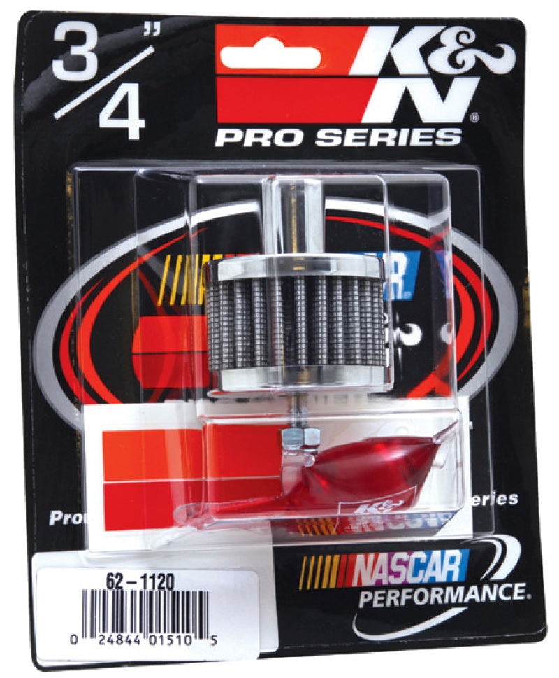 K&N Engineering 62-1120 Chrome Steel Base Crankcase Vent Filter with 3/4 Inch Diameter Tube