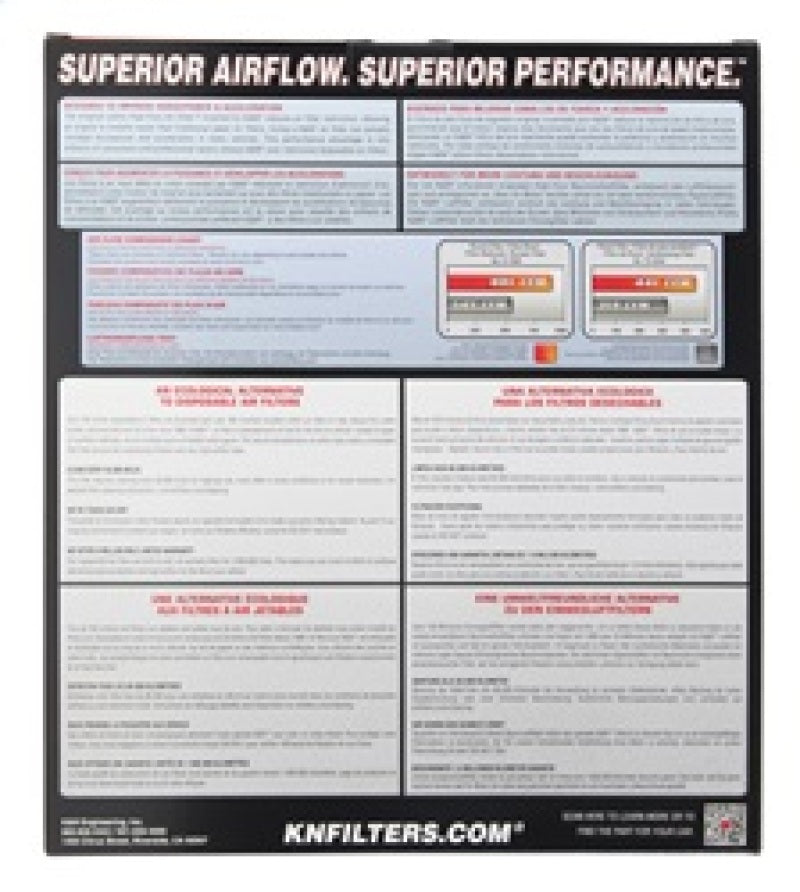K&N Engineering 33-2434 High-Flow Reusable Air Filter for Chevrolet Camaro 3.6L/6.2L