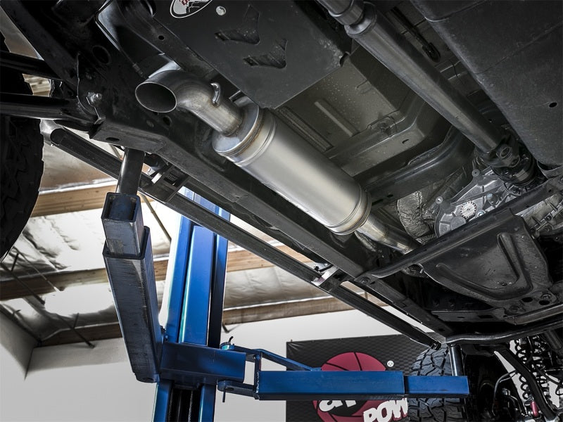 aFe Rock Basher 3-inch 409 Stainless Steel Cat-Back Turn-Down Exhaust System for Jeep Wrangler (JK) 2007-2018