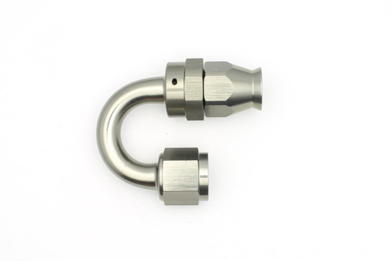 DeatschWerks 8AN Female Swivel 180-Degree Hose End PTFE with Olive Insert - Anodized DW Titanium