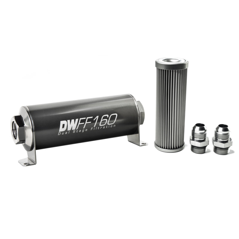 DeatschWerks Stainless Steel 10AN Inline Fuel Filter Housing Kit (160mm) – 10 Micron