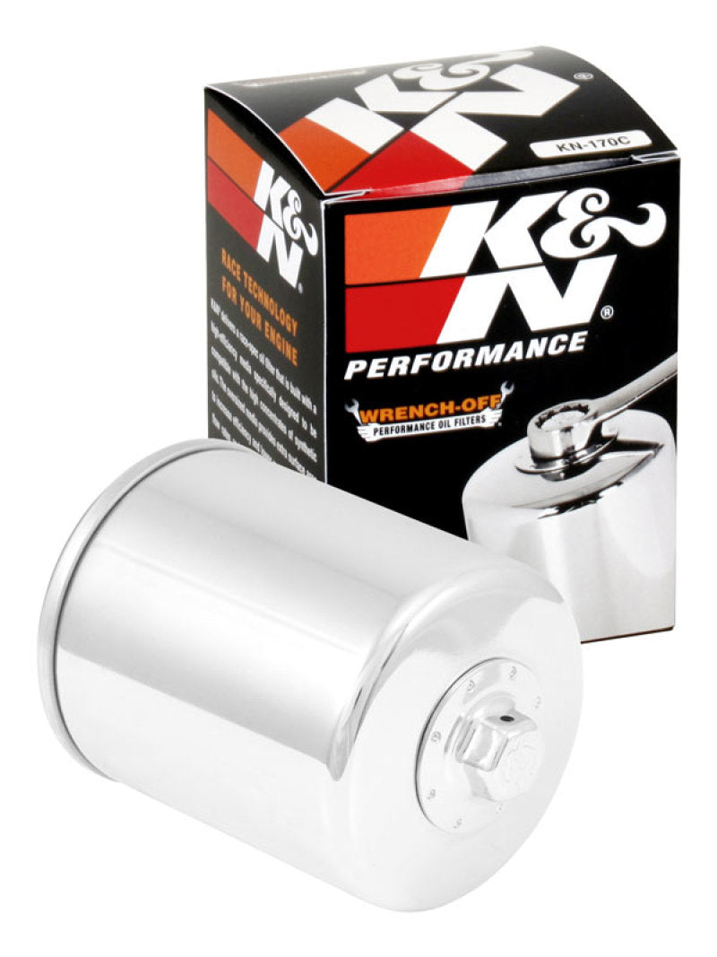 K&N Engineering Part KN-170C Chrome Oil Filter for Harley-Davidson Motorcycles