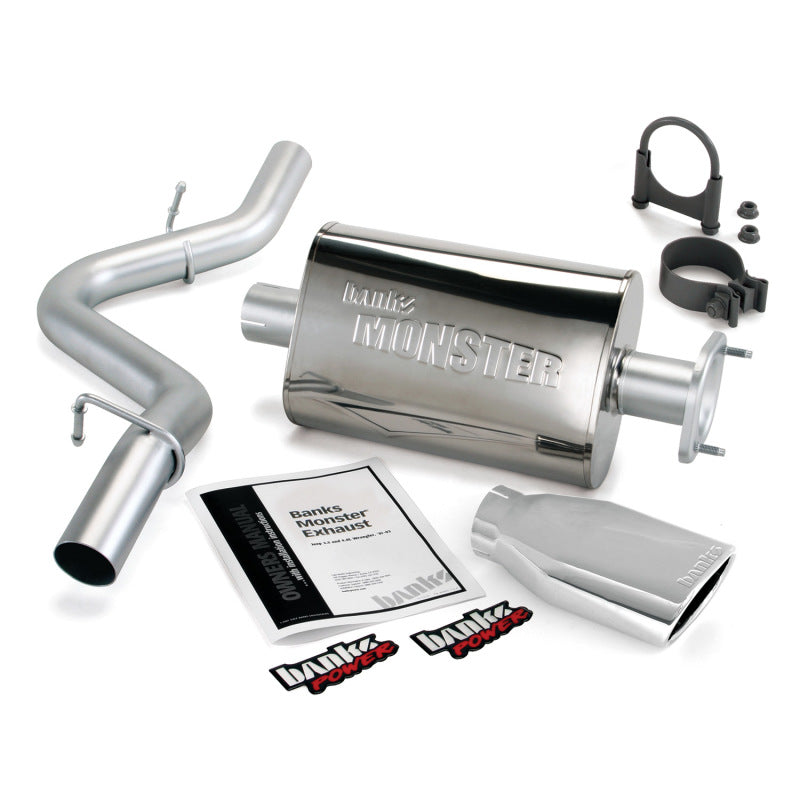 Banks Power 04-06 Jeep Wrangler 4.0L Monster Exhaust System with Stainless Steel Mandrel-Bent Tailpipe and Chrome Tip