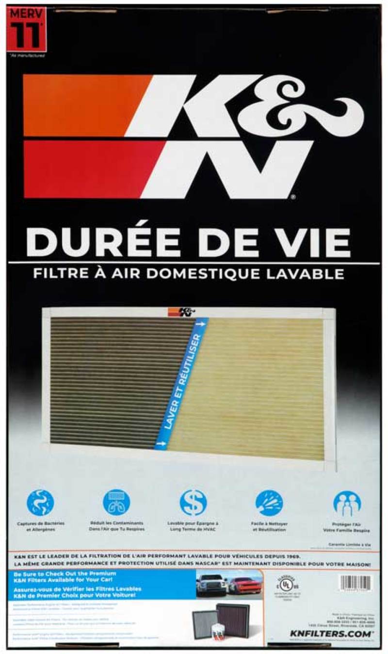 K&N Engineering HVAC Filter Part HVC-11424 – Washable & Reusable, MERV 11 Pleated Synthetic Media, 14 x 24 x 1 Inches