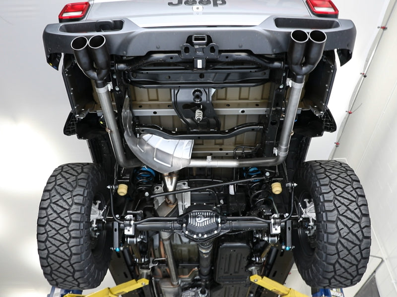 aFe Vulcan Series 3-inch to 2-1/2-inch Stainless Steel Cat-Back Exhaust System for Jeep Gladiator (JT) 2020-2021 with Black Tips