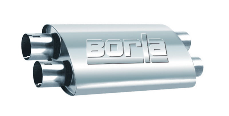 Borla ProXS™ Muffler 2.5-Inch Dual Inlet/Outlet, 19-Inch Body, T-304 Stainless Steel, Reversible Design