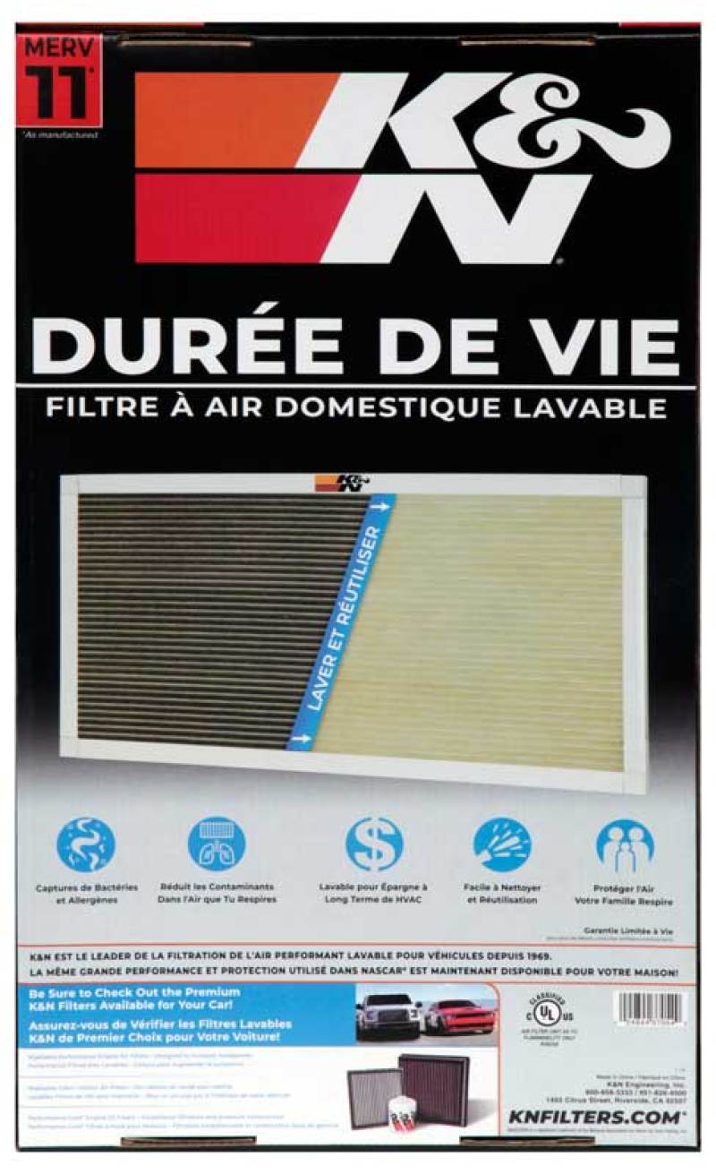 K&N HVAC Filter - 12 x 20 x 1, Reusable Pleated Synthetic Filter with MERV 11 Rating
