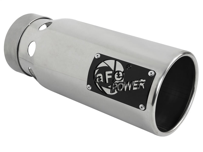 aFe Power SATURN 4S 4-inch Stainless Steel Intercooled Exhaust Tip - Polished 4-inch Inlet x 5-inch Outlet x 12-inch Length