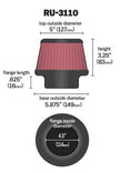 K&N Engineering RU-3110 Universal Rubber Round Tapered Air Filter – 4.5 Inch Flange Diameter