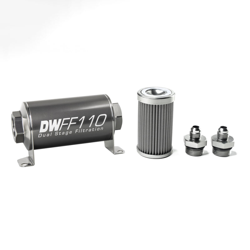 DeatschWerks Stainless Steel 6AN 100 Micron Inline Fuel Filter Housing Kit