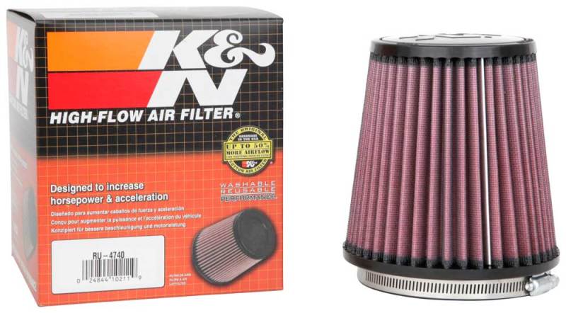 K&N Engineering Universal Rubber Round Tapered Air Filter - 4.5 Inch Flange, 5.875 Inch Base, 4.5 Inch Top, 6 Inch Height