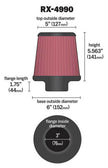 K&N Engineering RX-4990 Universal X Stream Clamp-On Air Filter with 3 Inch Flange and 5 9/16 Inch Height