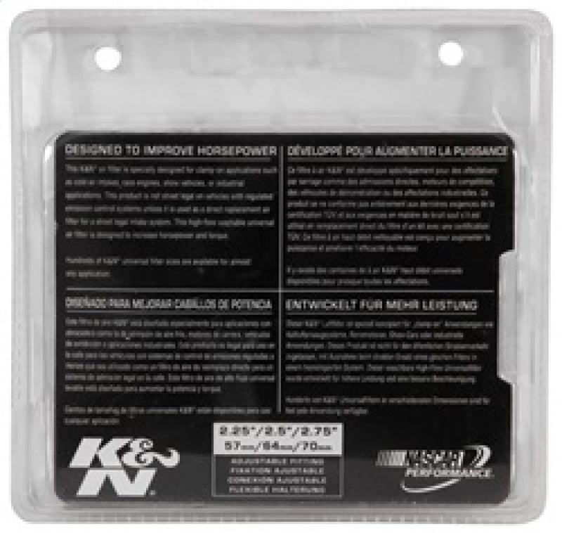 K&N Engineering Universal Chrome Air Filter with Adjustable Flange - Part RG-1003RD-L