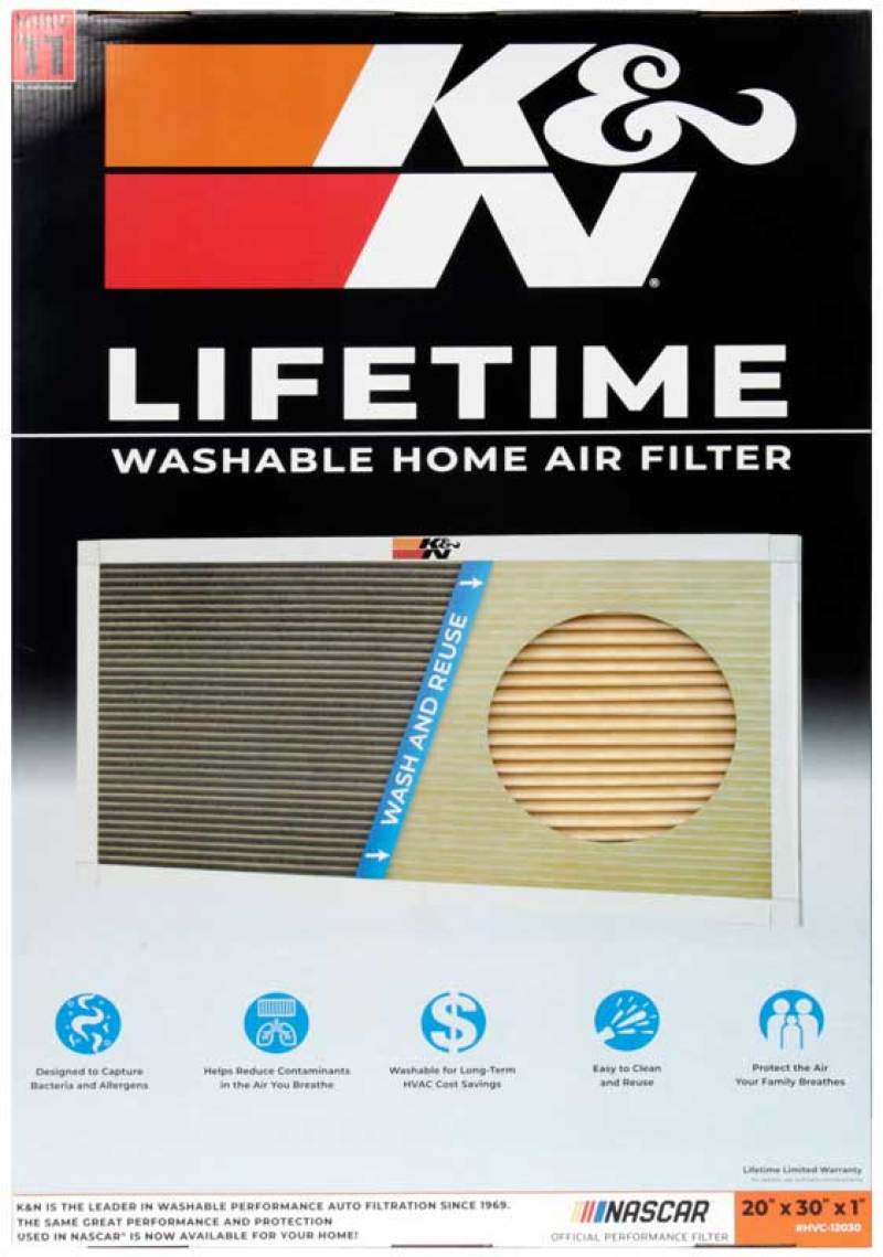 K&N HVAC Filter 20 x 30 x 1 – Washable and Reusable High-MERV 11 Pleated Synthetic Air Filter