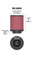 K&N Engineering Universal Rubber Air Filter with 2 1/4 Inch Flange – 3 1/2 Inch OD, 4 Inch Height