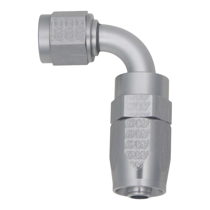 DeatschWerks 6AN Female Swivel 90-Degree Hose End CPE – Anodized DW Titanium Fuel Fitting