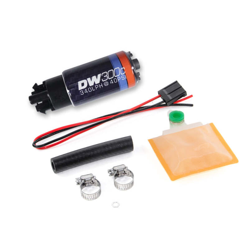 DeatschWerks 340 LPH DW300C Compact Fuel Pump with Universal Install Kit – High-Performance In-Tank Fuel Solution