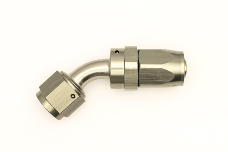 DeatschWerks 8AN Female Swivel 45-Degree Hose End CPE - Titanium Anodized