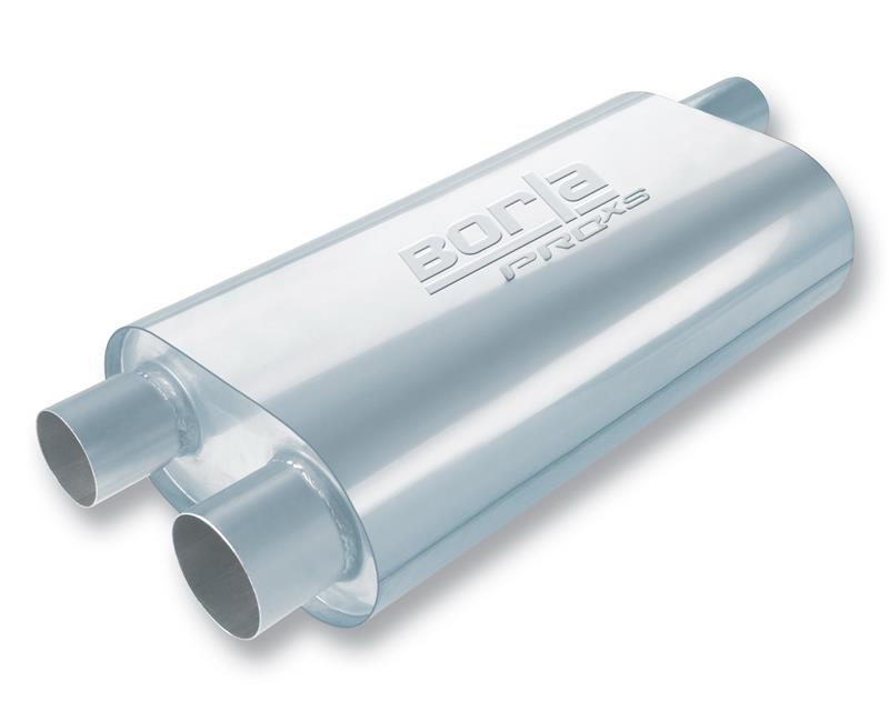 Borla Universal Oval Transverse Muffler with 3-Inch Inlet and Dual 2.5-Inch Outlets