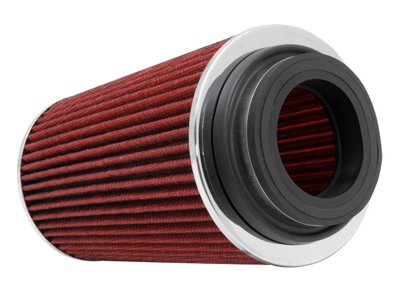 K&N Engineering Universal Air Filter Chrome Round Tapered Red - 4-inch Flange ID, 1.125-inch Flange Length, 5.5-inch Height