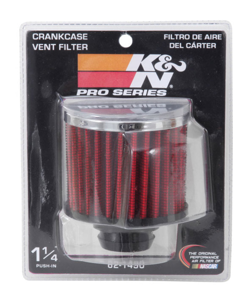 K&N Engineering 62-1490 Chrome Top Push-In Crankcase Vent Filter for Classic and Racing Engines