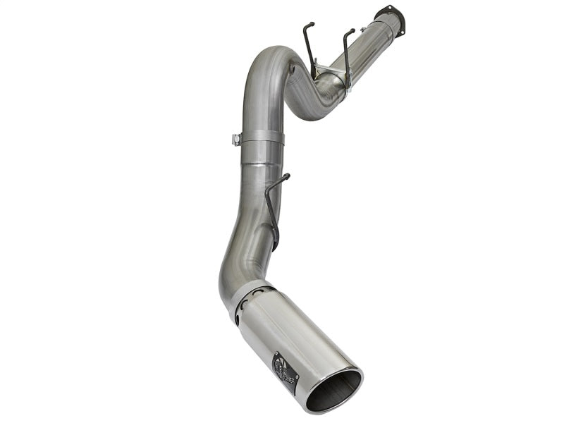 aFe Large Bore HD 5-Inch Stainless Steel DPF-Back Exhaust System with Polished Tip for 2017 Ford Diesel Trucks V8 6.7L (Part #49-43090-P)