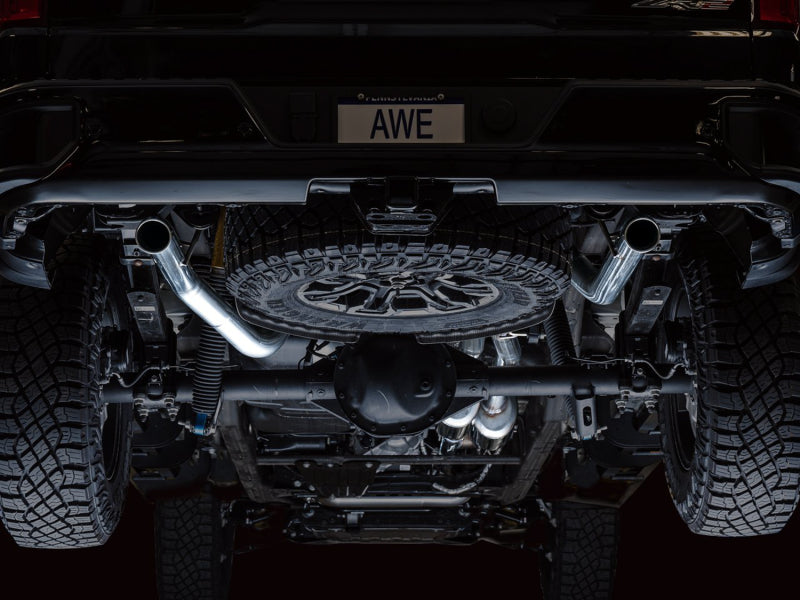 AWE Tuning 22-23 GMC Sierra 1500 AT4X 6.2L Dual Catback Exhaust with BashGuards – No Tips