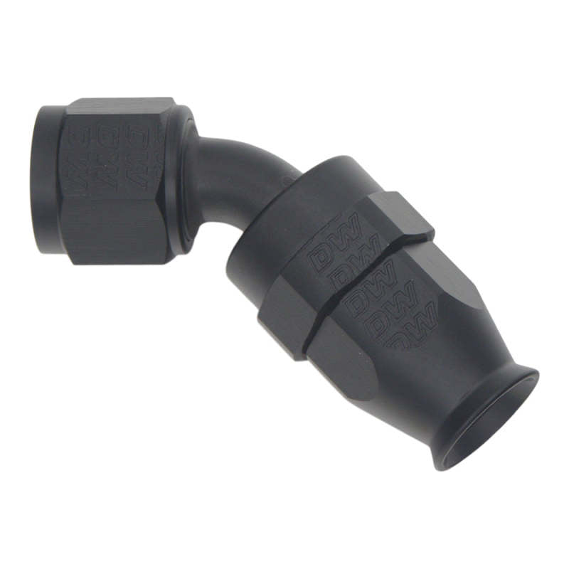 DeatschWerks 8AN Female Swivel 45-Degree Hose End PTFE with Olive Insert - Anodized Matte Black