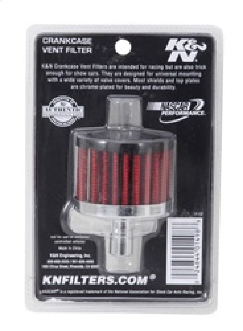 K&N Engineering 62-1010 Steel Base Crankcase Vent Filter - 1/2 Inch Diameter, Reusable Synthetic Media