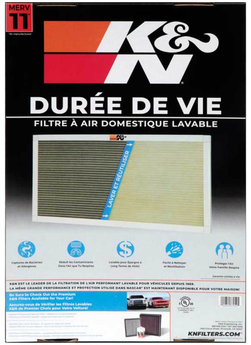 K&N HVAC Filter 14 x 20 x 1 - Reusable High-MERV 11 Pleated Synthetic Air Filter