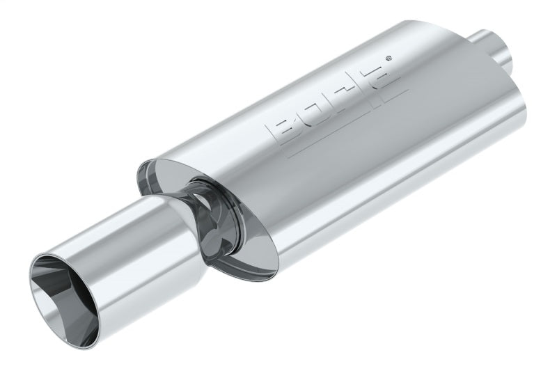 Borla Boomer Muffler Thumper Oval 2-1/4 inch Inlet, 4 inch Side Round Outlet, Part #40057