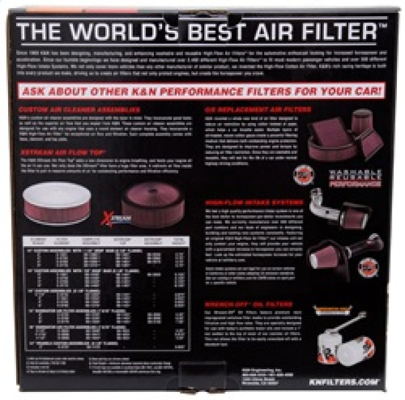 K&N X-Stream Top Filter for Automotive Engines – Red, 11 Inch Diameter with 5.125 Inch Neck Flange