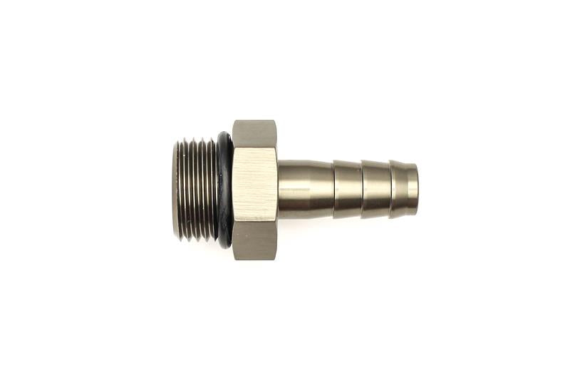 DeatschWerks 8AN ORB Male to 3/8 Inch Male Triple Barb Fitting with O-Ring – Anodized Titanium