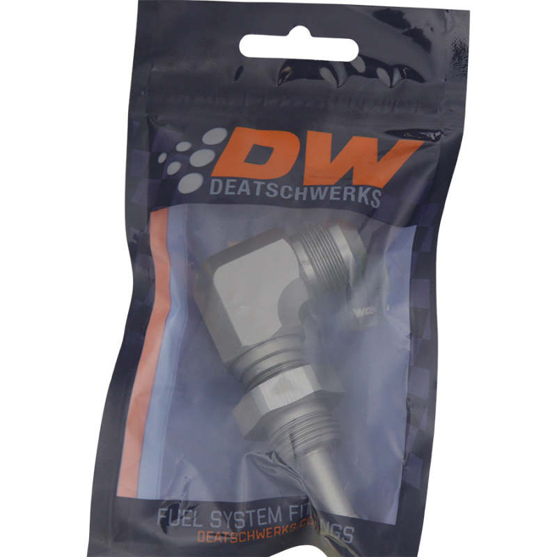 DeatschWerks 6-02-0713 8AN Male Flare to 5/16 Inch Male Barb Bulkhead Adapter 90-Degree, Anodized Titanium