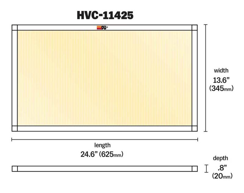 K&N HVAC Filter 14 x 25 x 1 - Reusable Washable Synthetic Pleated Air Filter for Home HVAC Systems