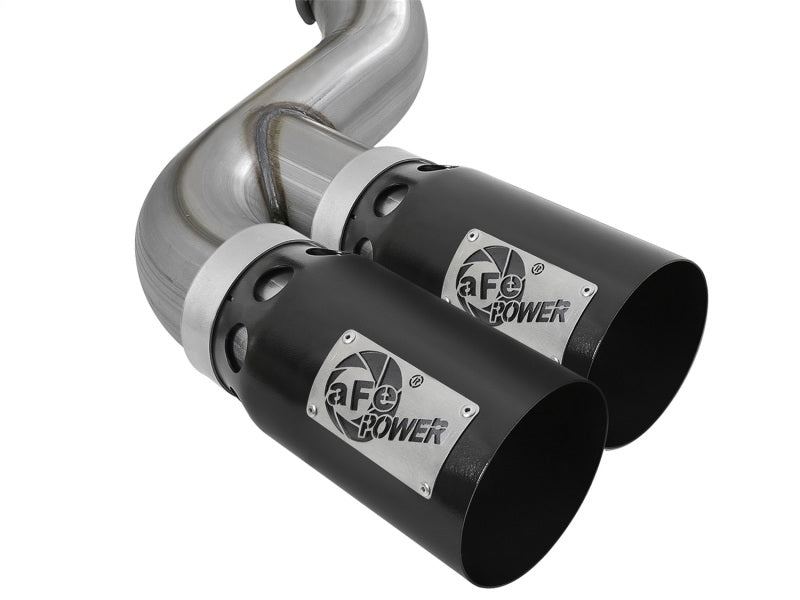 aFe Rebel XD 4-inch Stainless Steel DPF-Back Exhaust System with Dual Black Tips for 2017-2018 Ford Diesel Trucks V8-6.7L