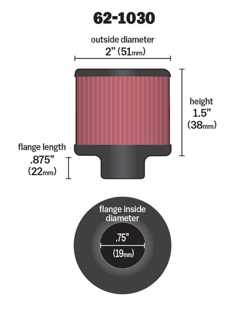 K&N Engineering 62-1030 Steel Base Crankcase Vent Filter with Reusable Synthetic Media