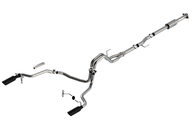 Borla F-150 2021-2025 2.7L/3.5L Cat-Back Exhaust System with Black Chrome Tips - Part #140864BC