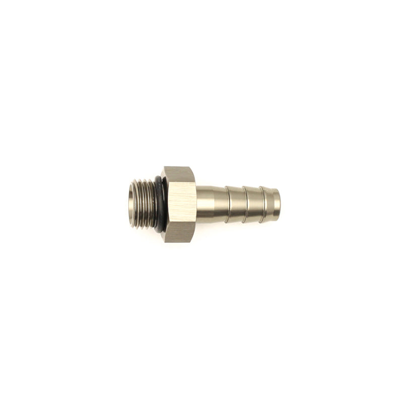 DeatschWerks 6AN ORB Male to 3/8 Inch Male Triple Barb Fitting with O-Ring - Anodized Matte Black
