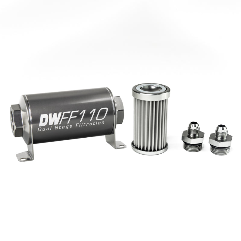 DeatschWerks Stainless Steel 6AN Inline Fuel Filter Housing Kit (110mm) - 5 Micron