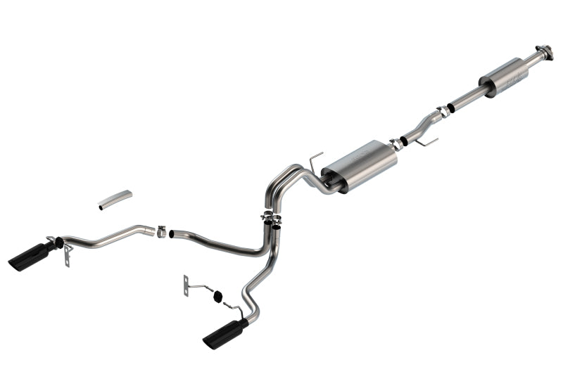 Borla F-150 2021-2025 5.0L Cat-Back Touring Exhaust System with Black Chrome Tips - Part #140865BC